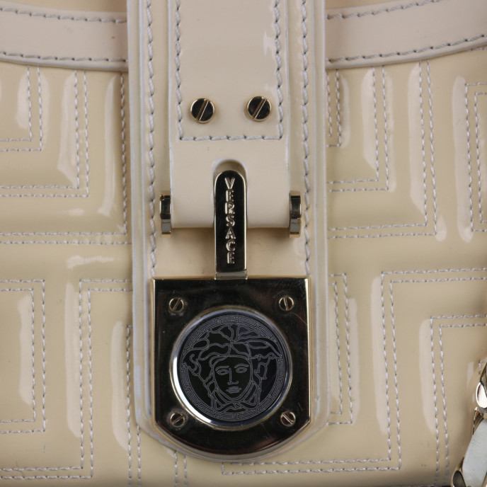 Versace Couture Cream Quilted Patent Leather Shoulder Bag