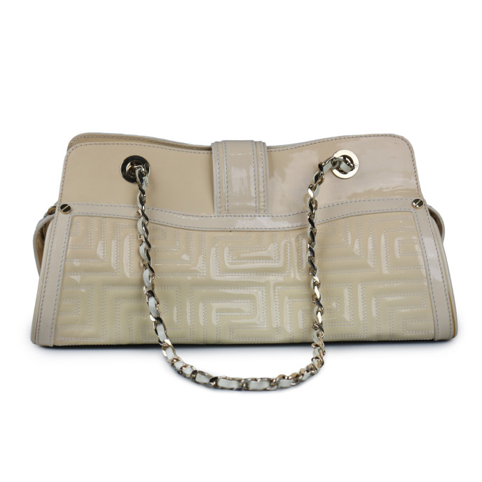 Versace Couture Cream Quilted Patent Leather Shoulder Bag