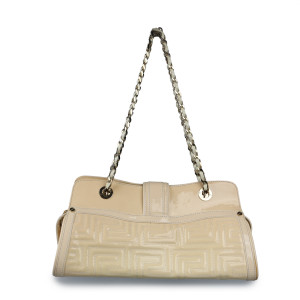 Versace Couture Cream Quilted Patent Leather Shoulder Bag