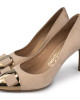 Salvatore Ferragamo Beige Suede Nina Metal Pumps Size 6