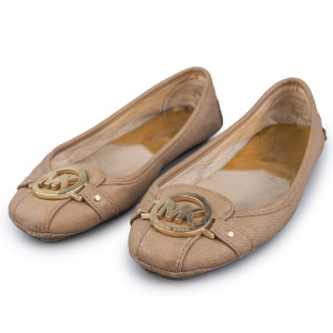 Michael by Michael Kors Beige Leather Ballet Flats Size 39