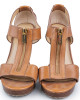 Michael by Michael Kors Tan Leather Zip Detail Sandals Size 6