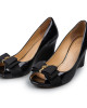 Tory Burch Black Patent Leather Trudy Open Toe Wedges Size 6.5