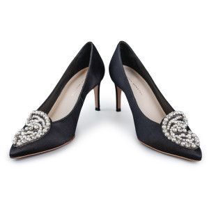 Sophia Webster Black Satin Embellished Pumps Size 38.5