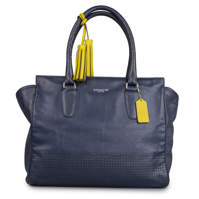 Coach Blue Leather Top Handle Bag