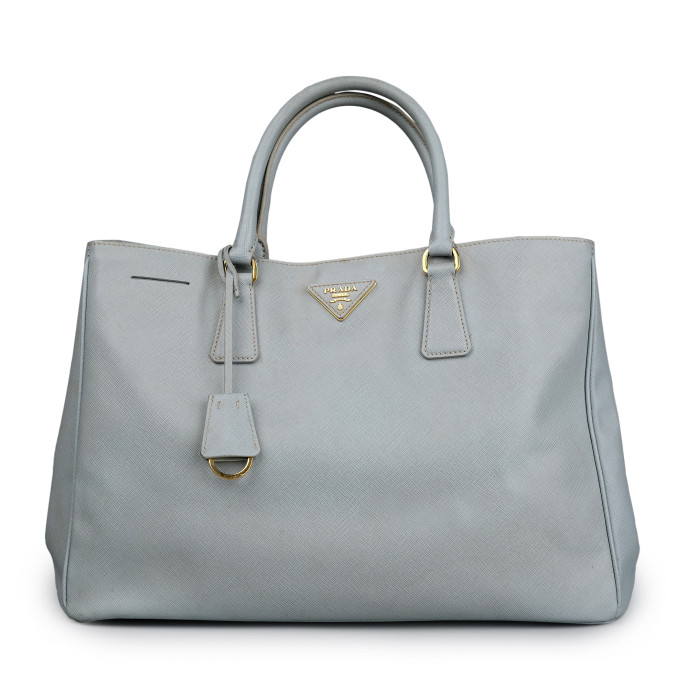 Prada Blue Vitello Daino Leather Top Handle 