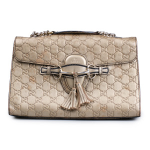 Gucci Bronze Guccissima Leather Emily Shoulder Bag