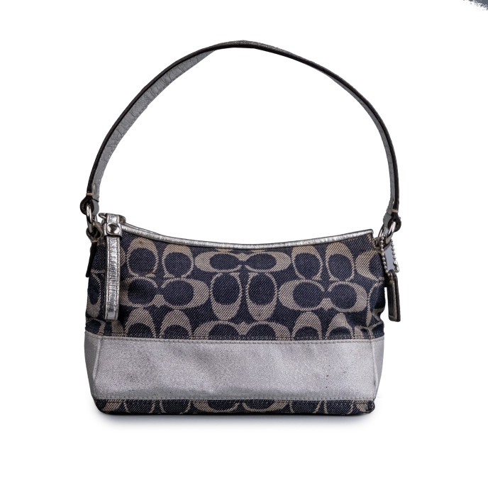 Coach Blue/Silver Signature Denim Shoulder Bag