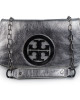 Tory Burch Silver Leather Reva Logo Crossbody Bag