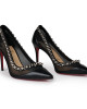 Christian Louboutin Black & Silver Galativi Spikes 85 Heels