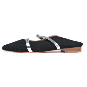 Malone Souliers Black Leather Flat Mules