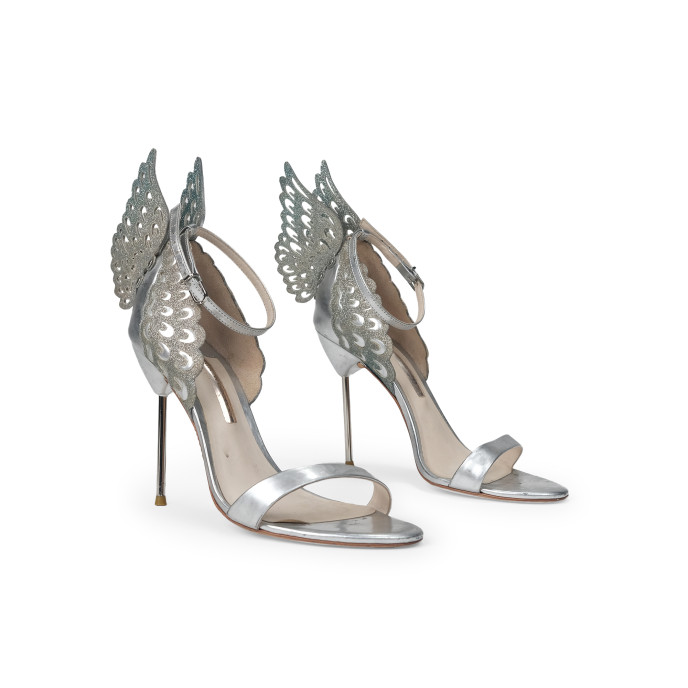 Sophia Webster Silver Evangeline Angel Wing High-Heel Sandals